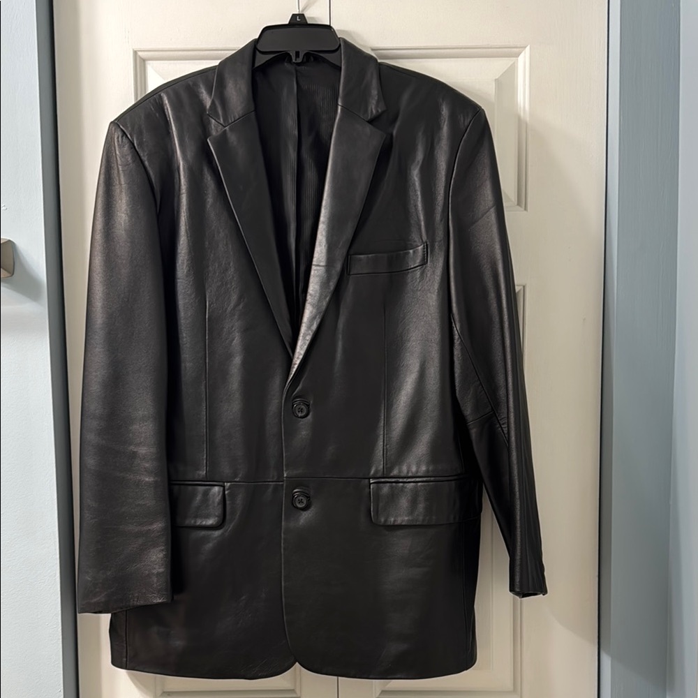 Alfani Men’s Black Leather Blazer - 44R - Like New!